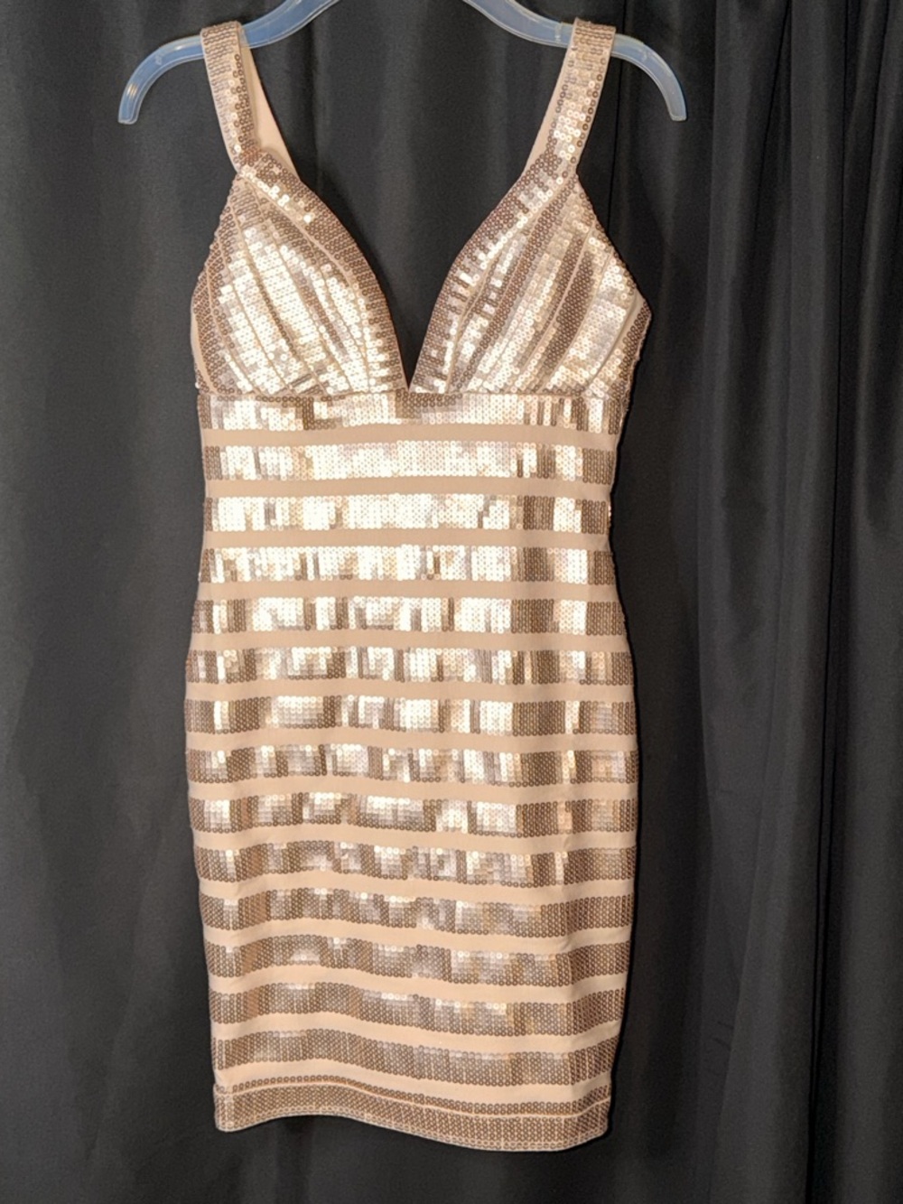 Galen Schwartz PRIVE Sequin V-Neck Dress in Champagne —#125 - Picture 6 of 14